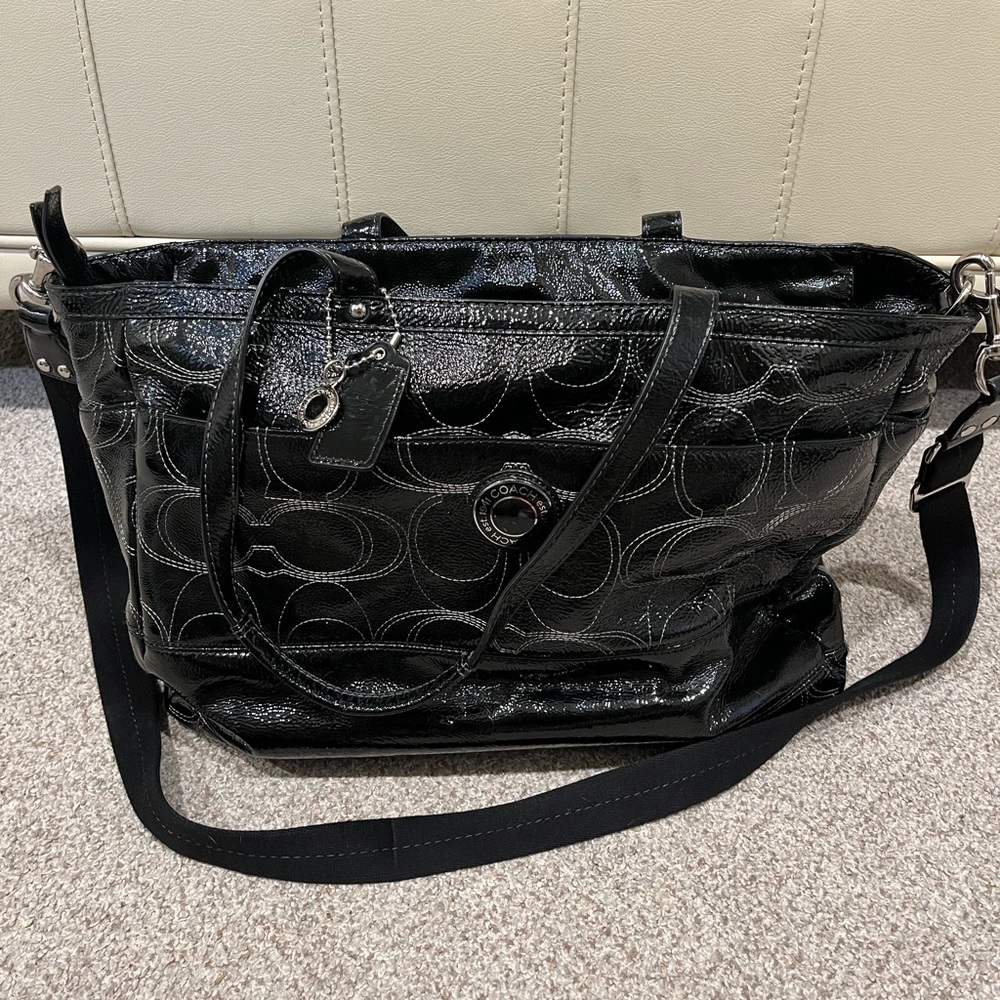 Coach Black Patent leather tote bag